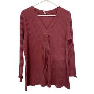 Per Seption 2X Ribbed Knit Sweater‎ Long Sleeves Casual Stretch Comfort Wear